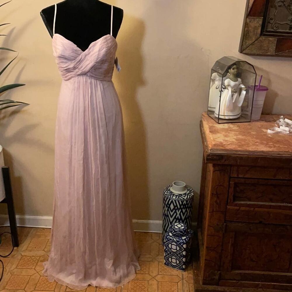 Amsale crinkle chiffon 100% silk gown NWT - Picture 2 of 16